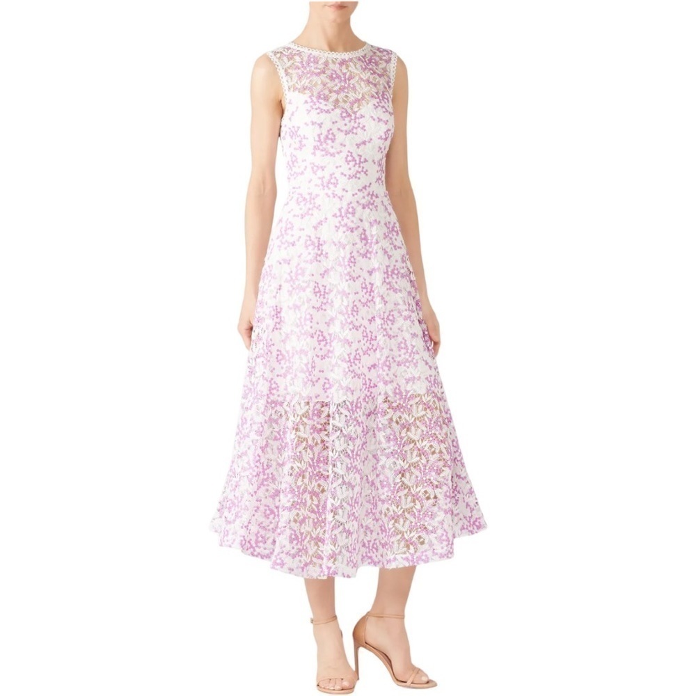 ML Monique Lhuillier Floral Sheer Hem